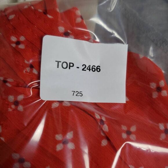 Old Navy Women’s Red Boho Blouse Small Long Sleeve Sheer Floral Print - Picture 6 of 6